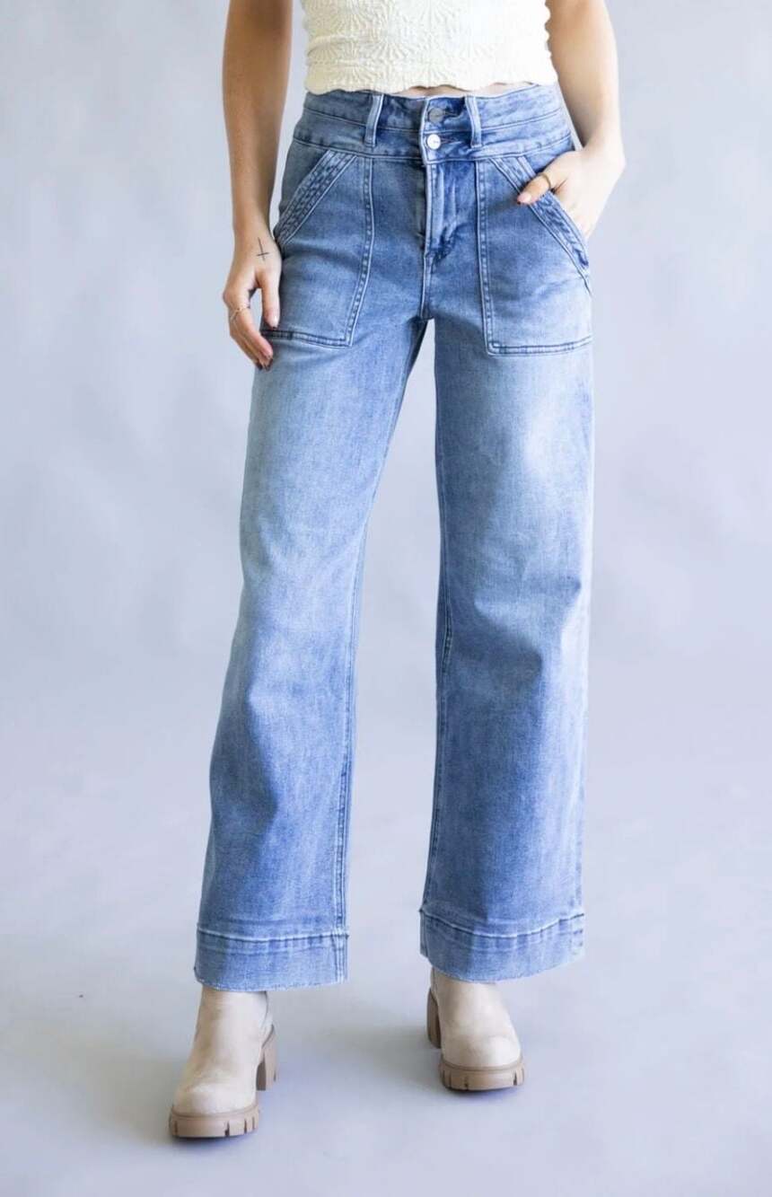 Mica Los Angeles High Rise Wide Leg Jeans Size 26
